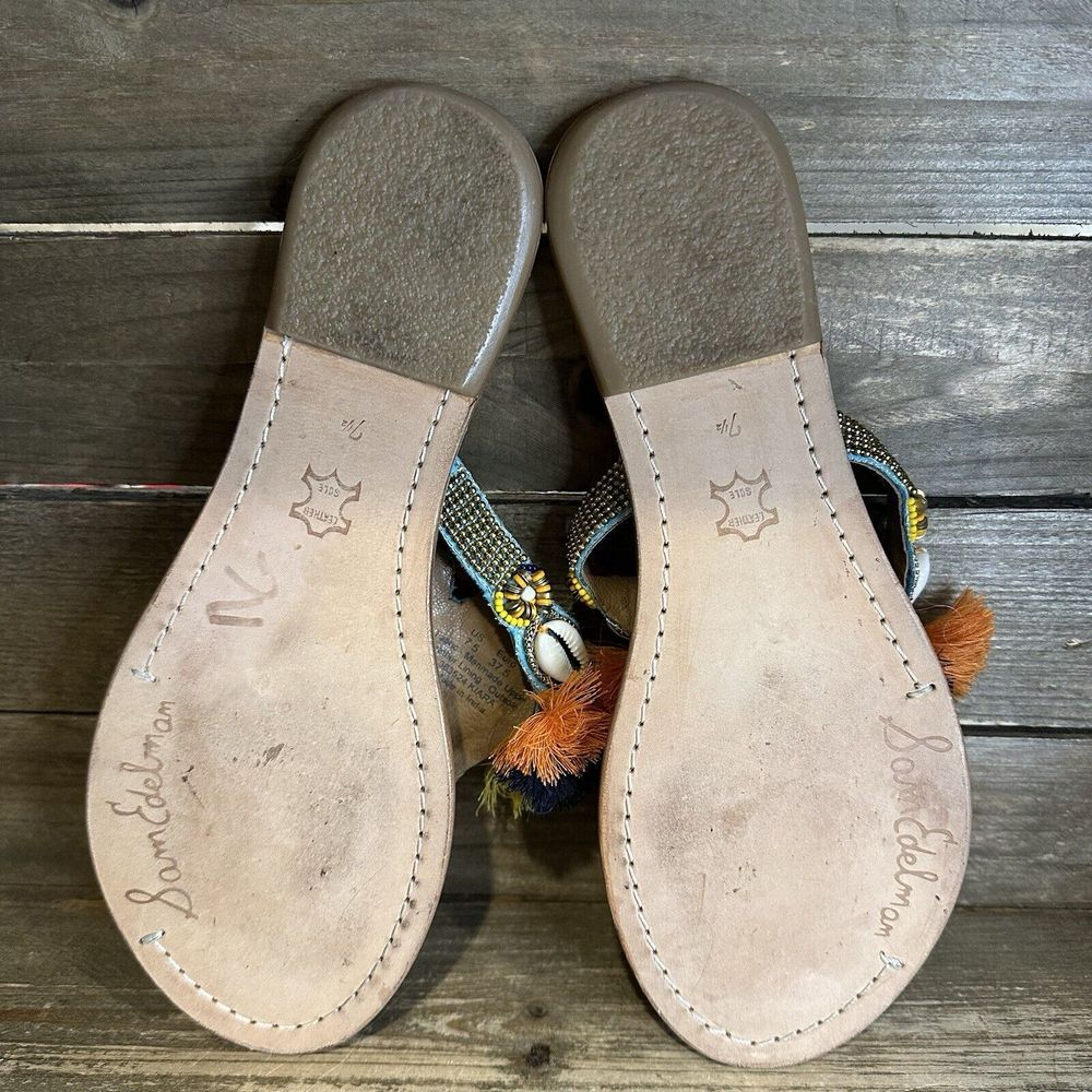 Womens Sam Edelman Kiara Multicolor Tassel Thong Sandals Flip Flops Size 7.5 M - Picture 5 of 6